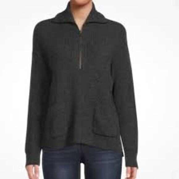Madewell Sweaters - Madewell Women's XS Gray Ribbed Knit 1/4‎ Zip High Neck Sweater